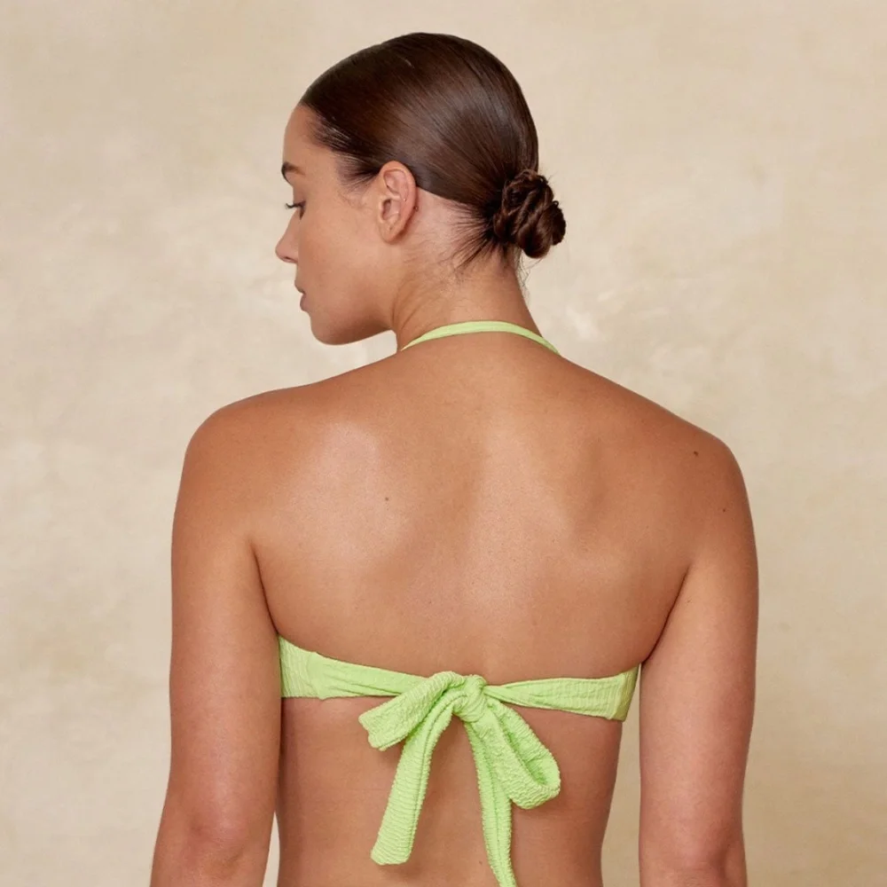 NWT Monday Swimwear Costa Rica Bandeau Top in Honeydew Summer Plaid - Size S - Picture 4 of 7